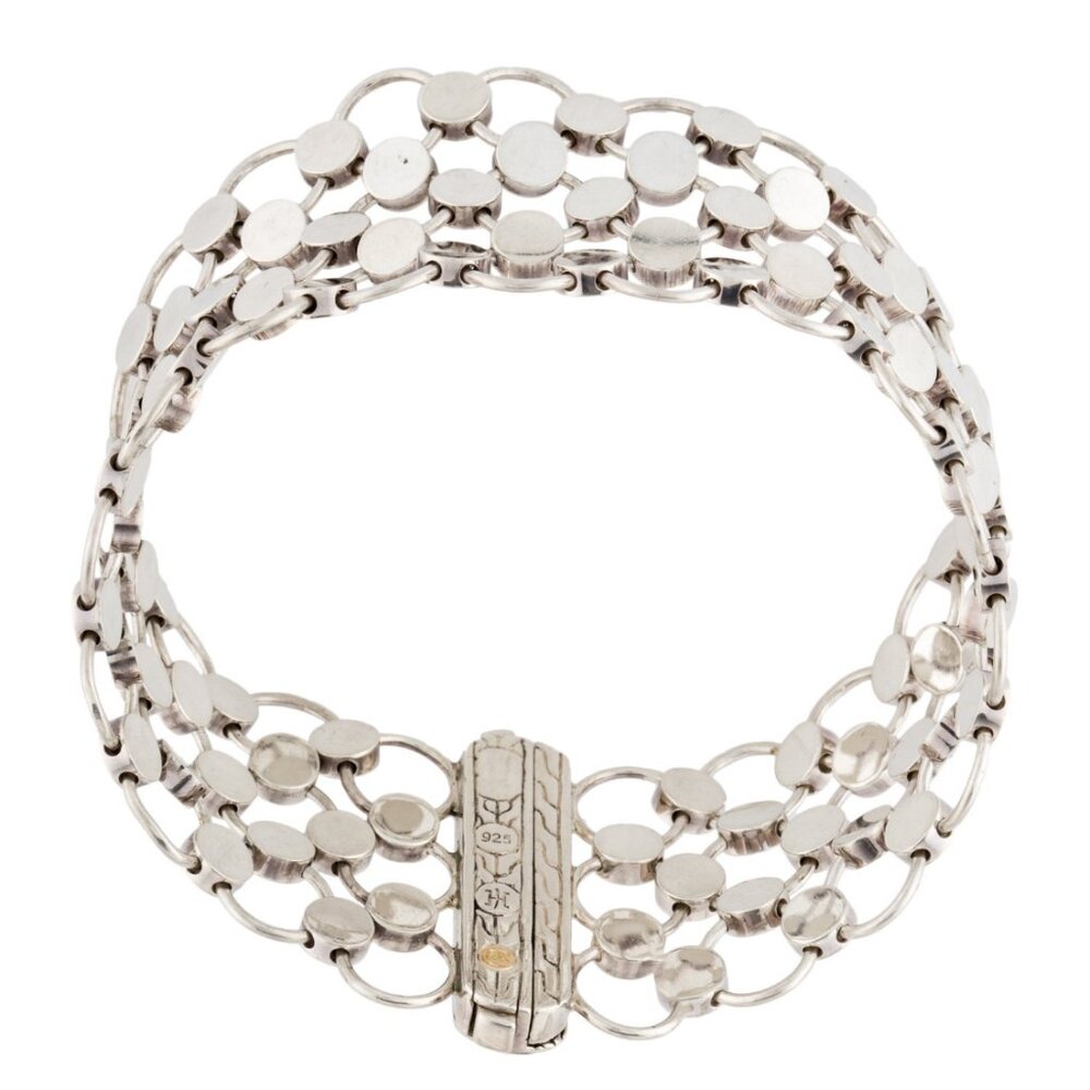 JOHN HARDY TWO-TONE STERLING SILVER & 18K YELLOW GOLD DOT CHAIN MAIL BRACELET - Picture 4 of 6